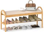 Costway Panca Per Scarpe Con Sedile, Panca In Bambù, Panca Per Corridoio Con Scarpiera E Spazio Di Archiviazione, Come Organizzatore Di Scarpe E Panca Da Letto, Fino A 150 Kg, 101X31X51 Cm, Beige