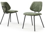 Sedia Da Pranzo 'KöMa' Set Di 2 Sedie Imbottite Con Struttura In Metallo E Tessuto Verde Scuro