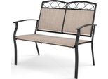Panca Da Giardino Costway Resistente Alle Intemperie, Panca Da Esterno Per 2 Persone, Panca Da Balcone Con Struttura In Metallo, In Tessuto Traspirante, Caricabile Fino A 300 Kg