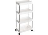 Carrello Songmics A 4 Livelli, Carrello Da Cucina, Su Rotelle, Ripiano Salvaspazio Per Cucina E Bagno, Per Cucina, Ufficio E Bagno, 40 X 22 X 86 Cm, Bianco KSC10WT