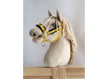 Cavezza Regolabile Per Cavallo Hobby Horse A3 Giallo Con Pelo Nero