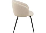Sedia Da Pranzo Eleanor Con Braccioli In Tessuto Beige.