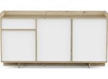 Buffet A 3 Ante E 1 Cassetto, Rovere Reale E Decoro Bianco, L157,4 Cm
