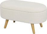 Panca Con Vano Portaoggetti, Panca Imbottita Con Coperchio, Panca Da Letto Con Effetto Velluto Orsacchiotto, Per Corridoio, Camera Da Letto, Soggiorno, Struttura In Legno 82 X 41 X 45 Cm Bianco
