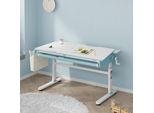 Scrivania Per Bambini 'Kuosa' Regolabile In Altezza Con Cassetto E Borsa Acciaio 120 X 60 Cm Blu / Bianco