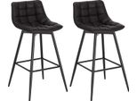 Set Di 2 Sgabelli Da Bar - Sgabello Da Bar Con Schienale - Altezza Seduta 64 Cm - Poggiapiedi - Struttura In Metallo - Similcuoio - Portata 100 Kg - Antracite