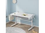 Scrivania Per Bambini 'Kuosa' Regolabile In Altezza Con Cassetto E Borsa In Acciaio 120 X 60 Cm Grigio / Bianco
