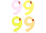 Numero 9 Decorativo Su Bastone Per Anniversari E Festeggiamenti In Legno, 16 Pezzi