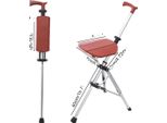 Bastone Da Passeggio Con Seduta, Lega Di Alluminio Resistente, Design Portatile, Rosso