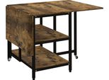 Tavolo Pieghevole Da Pranzo Con Rotelle 140X80 Cm 2-6 Persone 2 Ripiani Marrone Rustico Acciaio