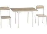 3 Set Da Pranzo Tlg Con 2 Sedie E 1 Tavolo Pieghevole 120 X 60 X 75 Cm Acciaio Mdf Bianco Naturale Ideale Per Cucina E Sala Da Pranzo