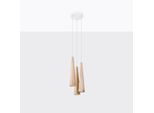 Lampada A Sospensione Sula 3P In Legno Naturale 3Xgu10 10W Legna 120X20X20Cm Sollux Lighting