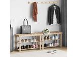 Vidaxl Panca Per Scarpe 2 In 1 2 Pezzi. Legno Massiccio Di Abete