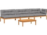 Vidaxl Set Di Divani Da Giardino A 4 Pezzi In Pallet Con Cuscini In Legno D'acacia