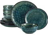Set Di Piatti In Ceramica Verde, Stoviglie, Design Elegante, 12 Pezzi