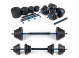 Thunder® | GYM-03 | Manubrio Regolabile Con Pesi In Bitume | Asta Regolabile | Peso Totale 40 Kg | 2×20 Kg | 2-In-1: Manubrio + Bilanciere