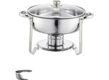 Chafing Dish, Capacità 5QT, Struttura In Acciaio Inox, Confezione Da 2 Pezzi Argento