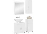 Vidaxl Set Di Mobili Da Bagno Con Porta Tulum Bianco Lucido A Base Di Legno