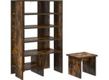 Vidaxl Scarpiera Con Ripiano 2 Pezzi Materiale A Base Di Legno Di Quercia Fumé
