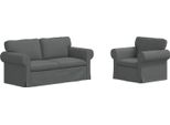 Vidaxl Divano 2 Pezzi Grigio Scuro 175 X 82 X 80 Cm Tessuto