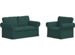 Vidaxl Divano 2 Posti Verde Scuro 155 X 82 X 80 Cm Tessuto