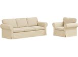 Vidaxl Divano 2 Posti Crema 215 X 82 X 80 Cm Tessuto