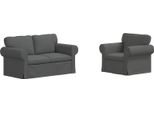 Vidaxl Divano 2 Posti Grigio Scuro 155 X 82 X 80 Cm Tessuto