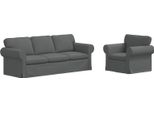 Vidaxl Divano 2 Posti Grigio Scuro 215 X 82 X 80 Cm Tessuto
