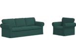 Vidaxl Divano 2 Posti Verde Scuro 215 X 82 X 80 Cm Tessuto