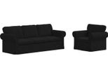 Vidaxl Divano 2 Posti Nero 215 X 82 X 80 Cm Tessuto