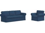Vidaxl Divano 2 Posti Blu 215 X 82 X 80 Cm Tessuto