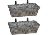 Vidaxl Cesto Portafiori Sospeso 2 Pezzi Grigio 48 X 22 X 15 Cm