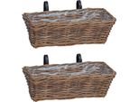 Vidaxl Cesto Per Fiori Appeso 2 Pezzi Marrone 48 X 22 X 15 Cm