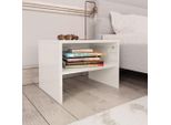 Comodino Bianco Lucido 40X30X30 Cm Materiale A Base Di Legno