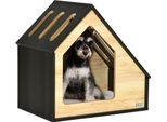Cuccia In Legno Per Animali Pawhut D02-120, Cuccia Per Gatti, Con Cuscino, Cuccia Per Cani, Grotta Per Cani, 60 X 40 X 59,2 Cm - A
