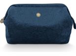 Pip Studio Borsa Da Toilette Cosmetic Purse Velvet Quilted Days Blue Blu Scuro