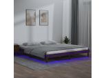 The Living Store Letto In Legno Massiccio Con Illuminazione A Led Marrone Miele 200X200 Cm