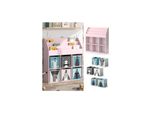 Vicco Kinderbücherregal Luigi 107 x 114 cm, Rosa, Kinderzimmerregal, Fächer, Faltboxen