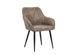 Riess-Ambiente Stuhl Turin - Armlehne Edel Vintage Taupe Ziersteppung Microfaser Metallbeine