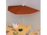 The Living Store Mezzo Ombrellone Con Asta 180X90 Cm Rosso Terracotta