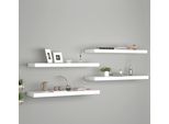 The Living Store Mensole Sospese 4 Pz. Mdf Bianco 80X23,5X3,8 Cm