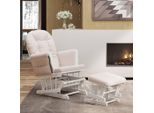 The Living Store Poltrona A Dondolo Con Sgabello Gliding Tessuto Rosa Chiaro
