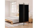 Vidaxl Paravento 3 Pezzi Nero 120X200 Cm In Tessuto - Divisorio Per Ambienti - Paravento - Divisorio Per Ambienti - Parete Divisoria