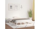 The Living Store Letto In Legno Massiccio Bianco 200X200 Cm