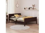 The Living Store Letto In Legno Massiccio Di Pino Marrone Scuro 160X200 Cm