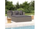 The Living Store Lettino Con Cuscini Grigio 182X118X63 Cm Poly Rattan