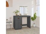 The Living Store Comodino Con Led Grigio 95X50X133,5 Cm In Legno Di Pino Massiccio