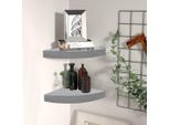 The Living Store Mensole Galleggianti Ad Angolo 2 Pz. Mdf Grigio Cemento 35X35X3,8 Cm