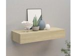 The Living Store Mensola A Muro Con Cassetto Effetto Rovere 60X23,5X10 Cm Mdf