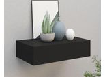 The Living Store Mensola A Muro Con Cassetto Nero 40X23,5X10 Cm Mdf